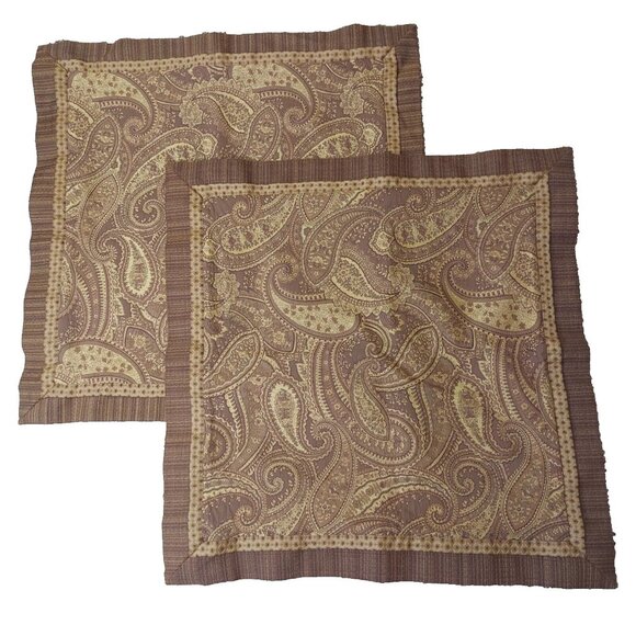 Set of 2 Eastern Accents Brown Paisley Embroidered Pillow Cover Euro Sham Tweed - Picture 1 of 11